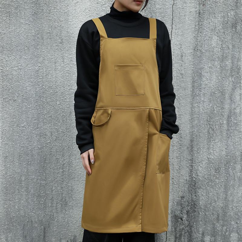 Oil-proof Waiter Work Apron with Pocket for Cafe Salon Nails Shop Anti-dirty Cross-back Women's Kitchen Apron for Cooking Baking