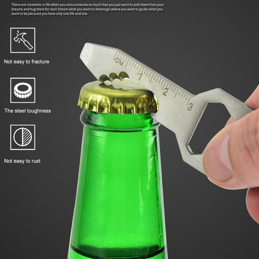 Outdoor Survival Bottle Opener Wrench Screwdriver Pocket EDC Multi Tool Keychain