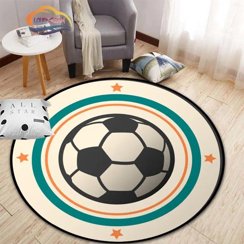 Ковер с изображением футбола, украшение для гостиной, круглая кровать, стул, коврик для дома, входная дверь, дети