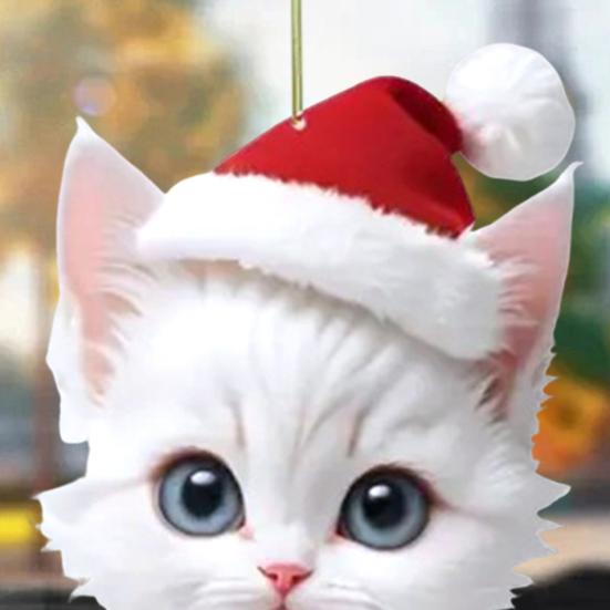 Подвеска в виде котенка с шляпой, подвесное украшение для зеркала заднего вида автомобиля, акрил