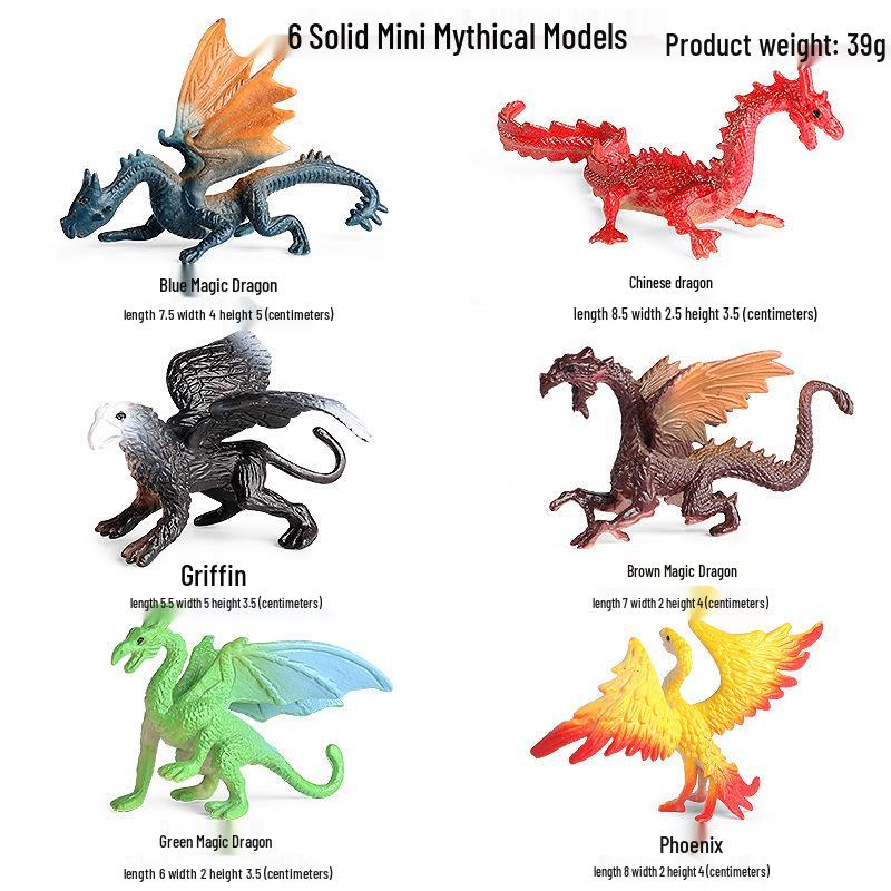 Dinosaur & Dragon Plastic Toy Set: Mythical Animal Figures for Kids