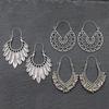 Antique Sliver-Plated Hollow Alloy Geometric Dangle Indian Earrings For Women Gypsy Zircon Boho Ethnic Leaf Bell Tassel Earring