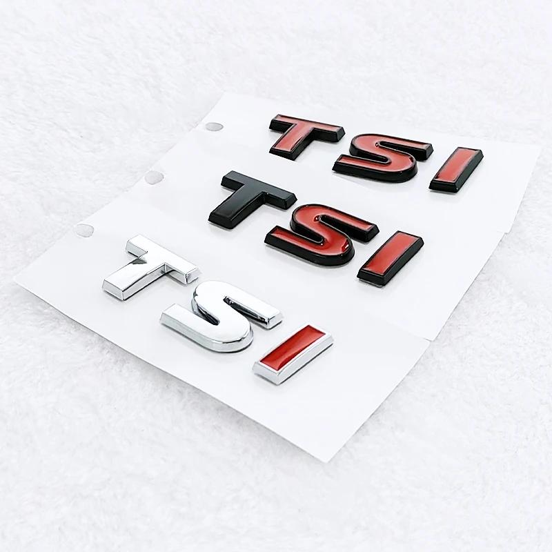 AAXQ1 3D ABS TSI Emblem Chrome Black Letters Logo Car Trunk Badge For MK4 MK6 MK7 TSI Sticker Accessories