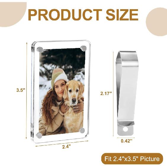 Car Visor Photo Clip, Acrylic Magnetic Personalized Car Visor Clip Photo Frame, Sun Visor Picture Holder, Car Accessories for Women Men, Fathers Day