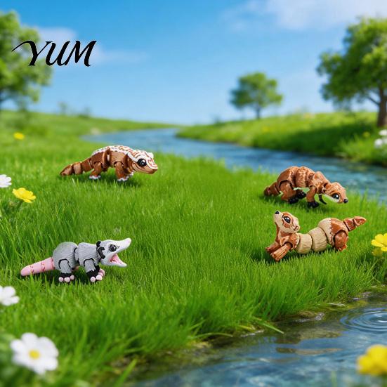 Micro Landscape Decorations 3D Printed Articulated Animal Figurine, Flexible Cartoon Ornament for Desk Decoration & Small Decorative Toys Stress