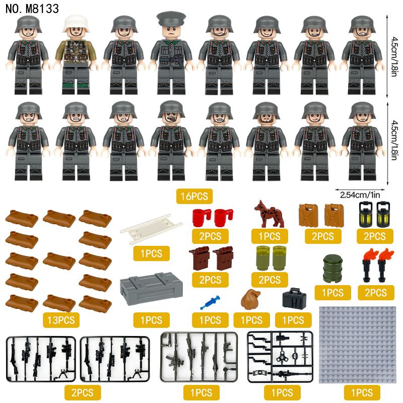 Военная серия Второй мировой войны Battlefield Medical Corps Soldier Building Block Toys