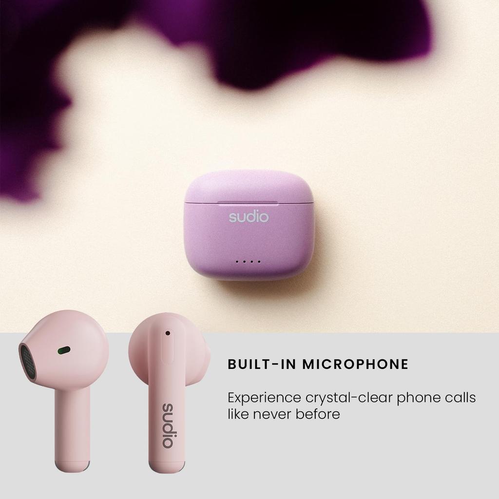 SUDIO A1 Wireless Earphones Open Ear Type iOS Android Compatible IPX4 Level Waterproof Design Scandinavian Design SDGs Sustainable Gift [] (Pink)