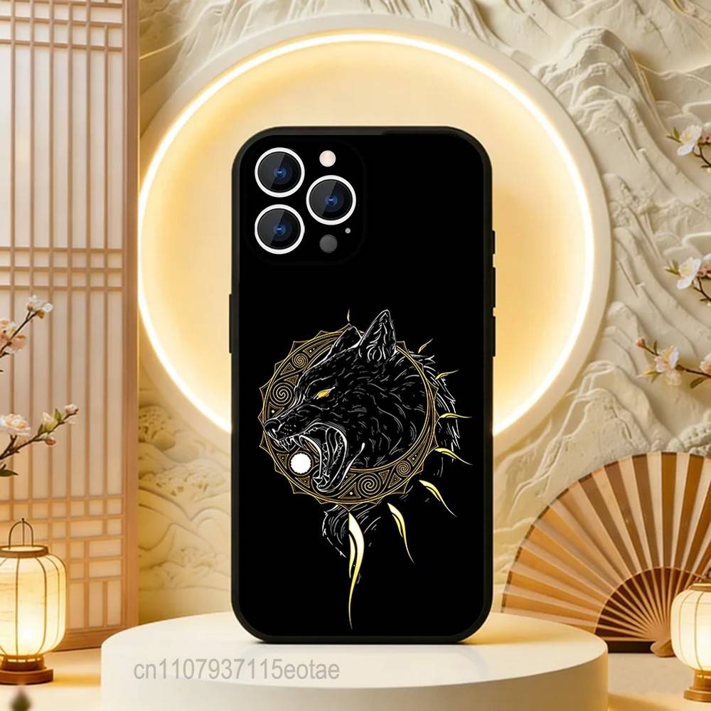 Чехол для телефона Один И Фенрир Силиконовый Мягкий Для IPhone 16,17,15,11,13,12,14,Mini,Pro,Max,Plus,Air,E Черный