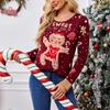 GMXIA Casual Christmas Sweater Women's Autumn Winter Gingerbread Man Pattern Long-sleeved Pullover Sweater