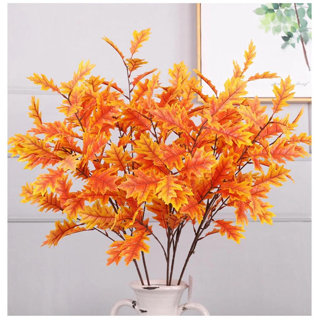 Искусственные листья дуба листья из шелковой ткани гибкий железный стебель декоративные искусственные листья дуба домашний декор искусственные листья дуба