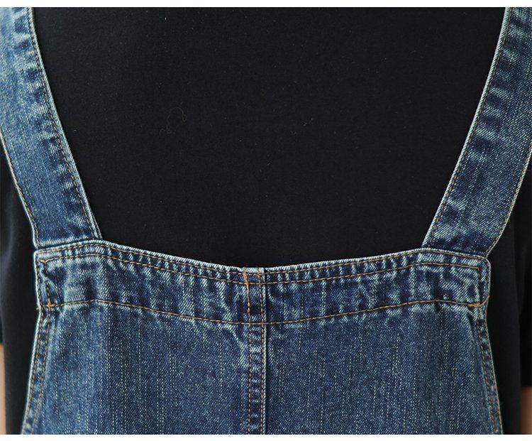 Женская джинсовая юбка-сарафан большого размера на осень - Платье средней длины без рукавов