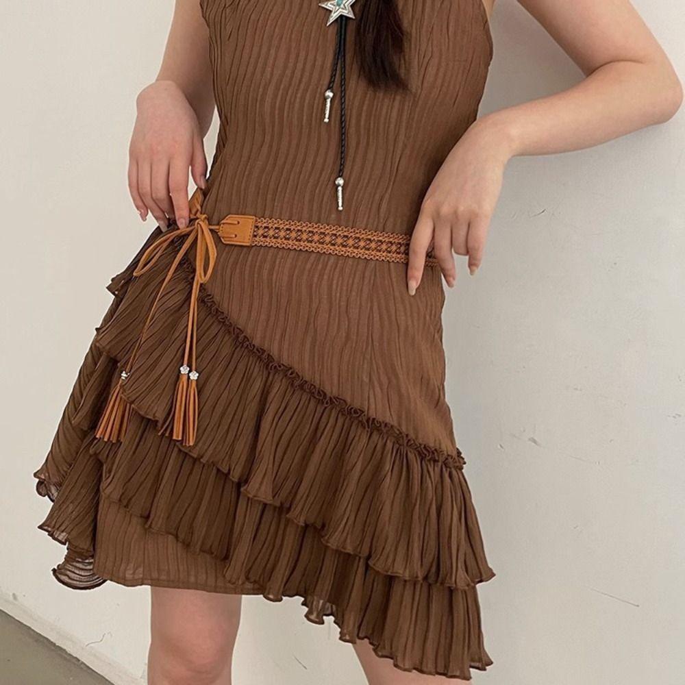 Waist Strap Bohemian Belt Hand Woven Women Waist Chain Vintage Ethnic Style Belt Decorative Jeans