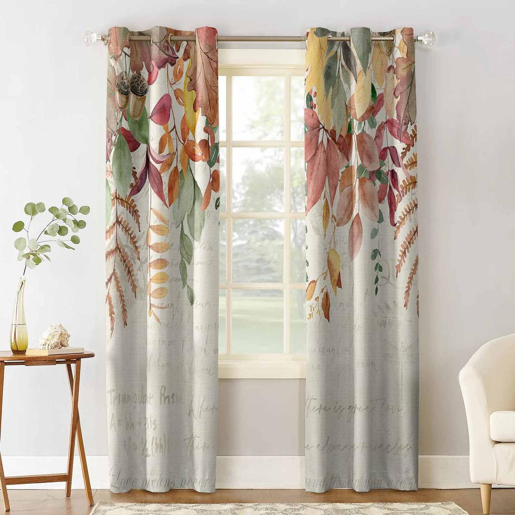 День благодарения Осенний эвкалиптовый затемняющие шторы для гостиной спальни оконные шторы жалюзи