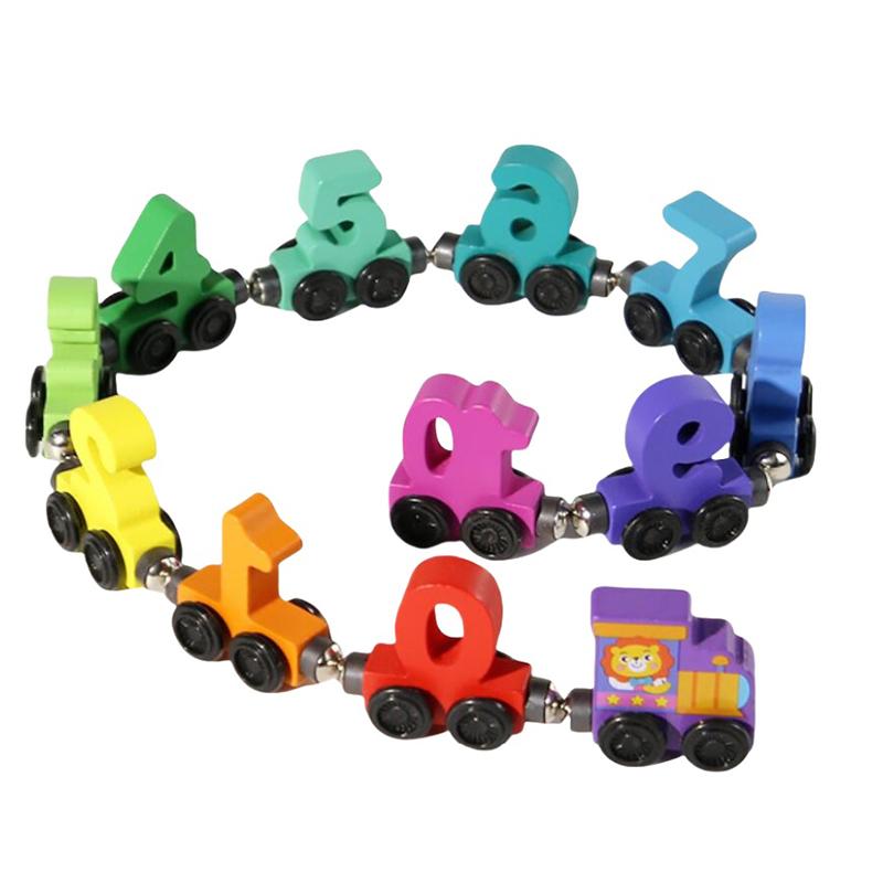 1 Set Wooden Magnetic Number Train Toys Montessori Educational Toy Train Kit Early Cognition Learning Teaching Sets For Toddlers