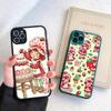 S-Девушка с клубничным тортом Для iPhone 11 12 13 14 15 16 Pro Max Plus X XS MAX Задняя крышка Матовый чехол для телефона