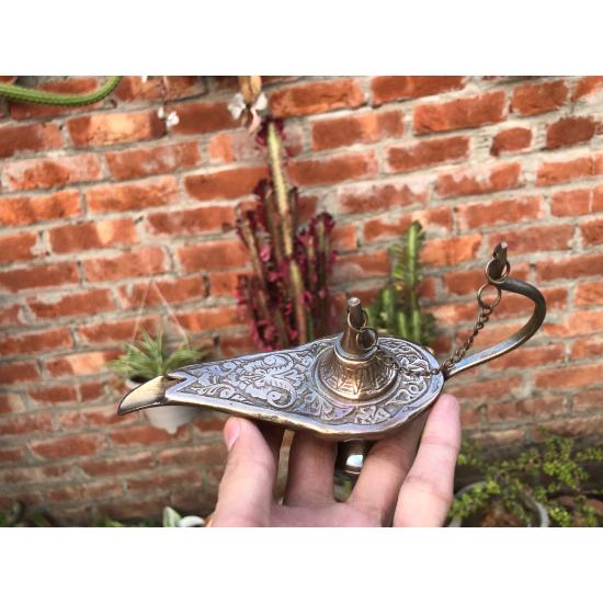 Винтажная масляная лампа Aladdin Brass Genie, морская горелка для благовоний Chirag, 6 дюймов, предмет