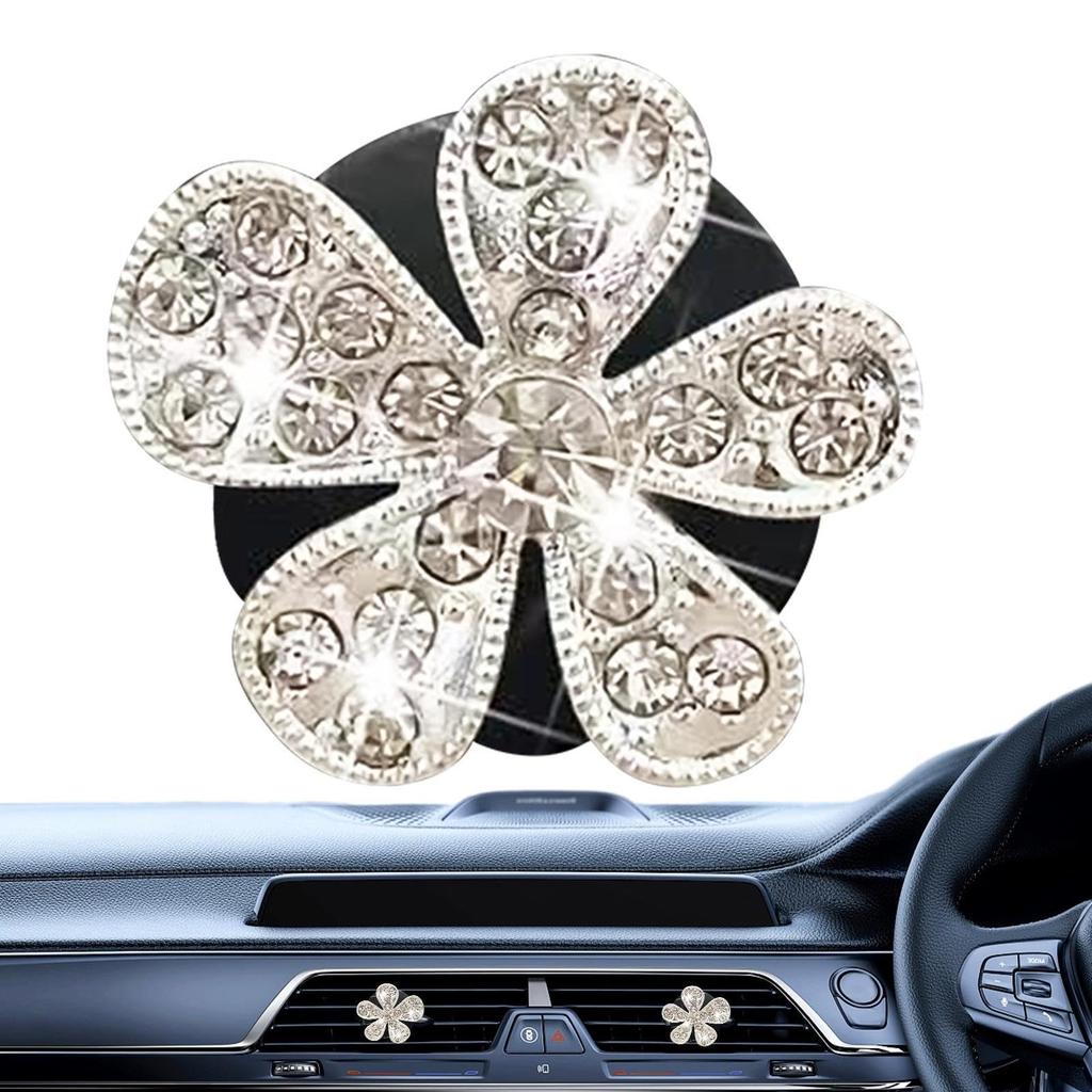 Rhinestone Car Vent Clip - Car Air Conditioning Vent Clip, Rhinestone Flower, Elegant Fashion