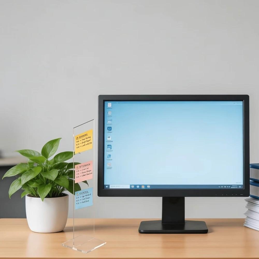 Acrylic Sticky Note Holder Stand Clear Note Display Organizer Desk Message Board Desktop Use