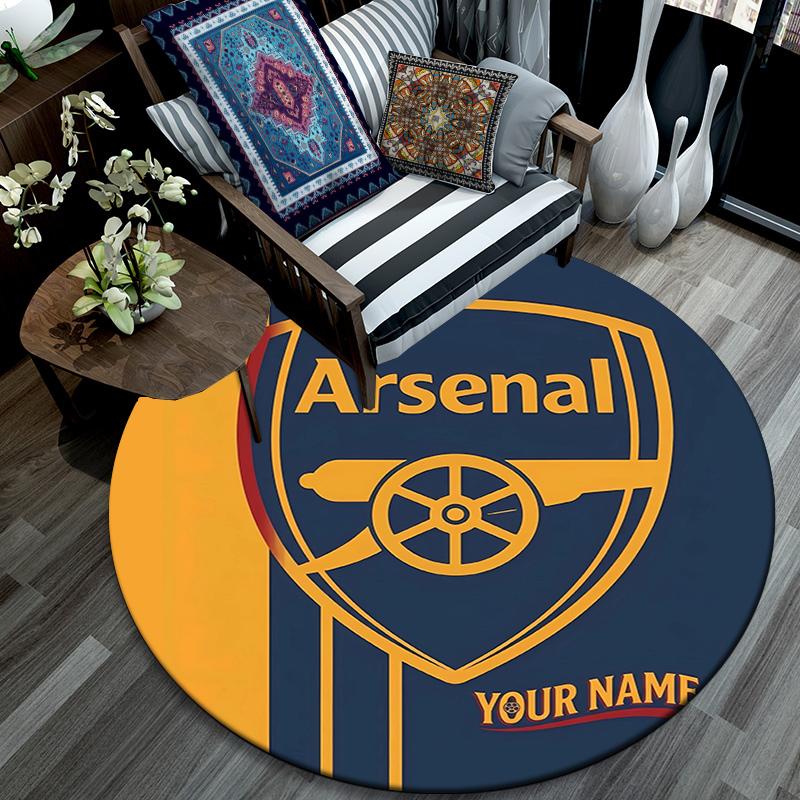 Custom Name,Arsenal pattern round rug,Carpet Rug for Living Room Bedroom Playroom ,Non-slip Floor Mat,Holiday Gifts and Birthday Gifts.