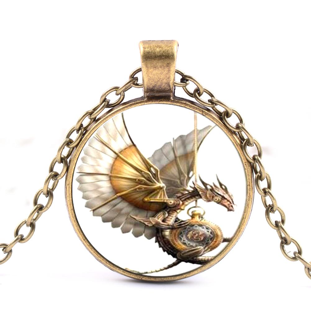 Женское модное круглое ожерелье с подвеской Fly Dragon, простая цепочка для свитера для идеального подарка