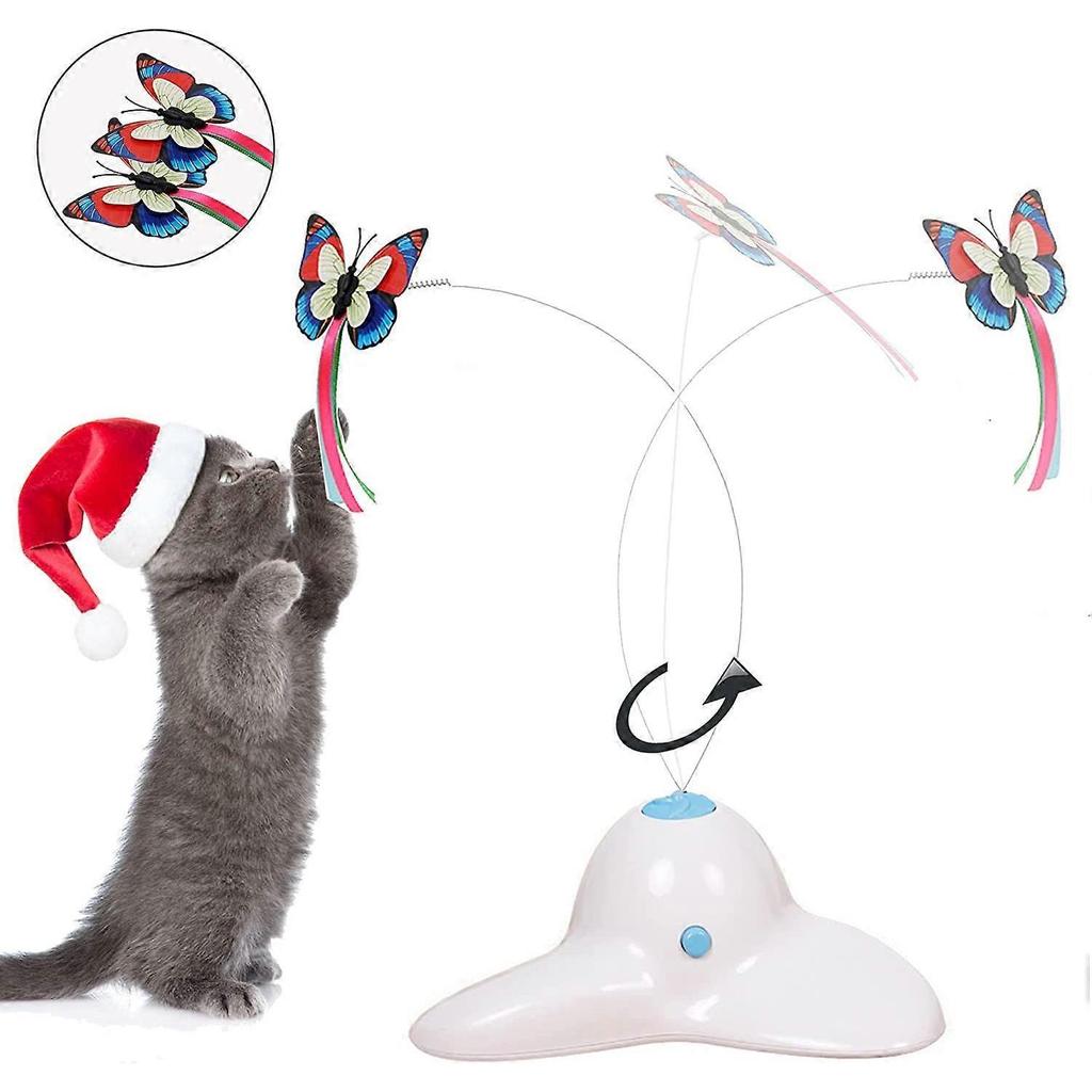 Indoor Interactive Play Teaser Cat Toy with 360Electric Rotating Butterfly (Green)
