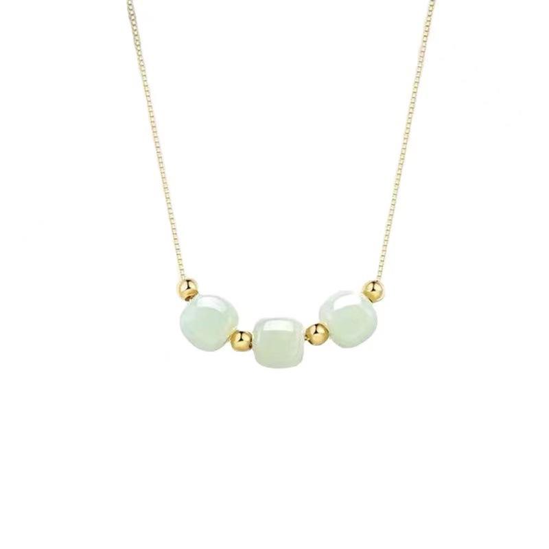 Hetian Jade Three Life Three World Ожерелье Bucket Beads Нефритовый кулон Нефритовые украшения Подвесной светильник Роскошная ниша Высокое качество Ощущение