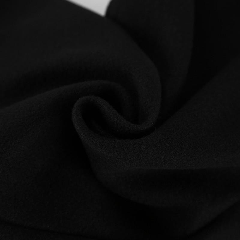 Womens Black Fitted Waist Wool Blend Coat 2025 Fall Winter Thick Mid Length Elegant Commuter Outerwear