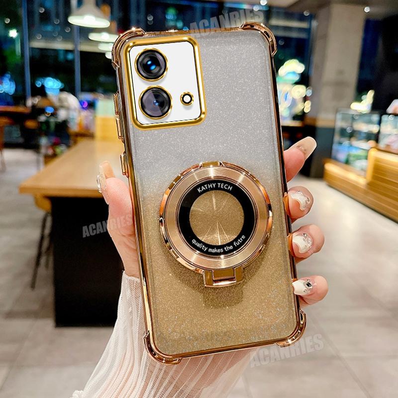 Motog84 Роскошный чехол-держатель с градацией покрытия для Motorola Moto G84 G54 5g G52 G82 G30 G20 G10 Противоударный силиконовый чехол-подставка
