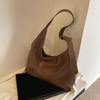 Vintage Large Capacity PU Leather Shoulder Bag for Women Fashion Soft Solid Color Crossbody Bag Commuter Daily Tote Bag