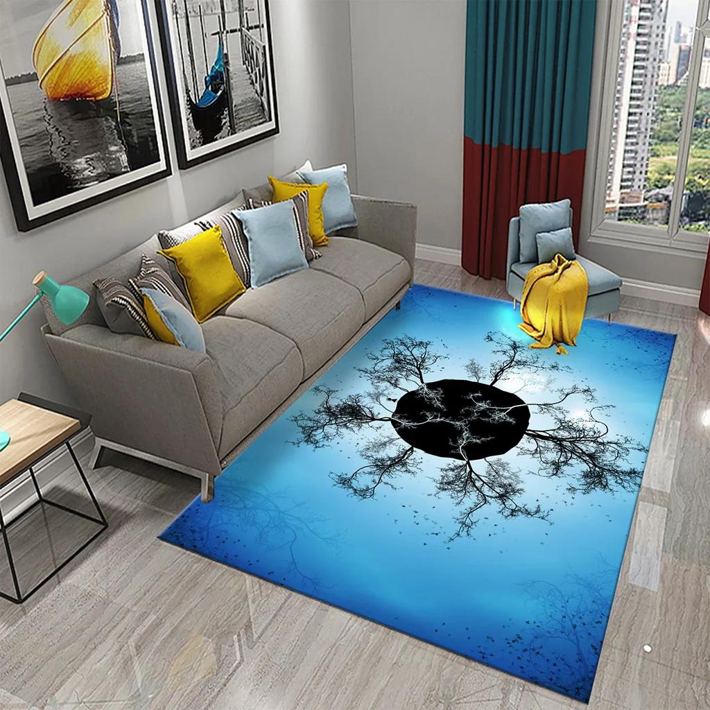 3D красочный ковер с абстрактным деревом для кухни, ванной, входа, нескользящий ковер, гостиная, балкон, спальня, декор, напольный коврик, коврики