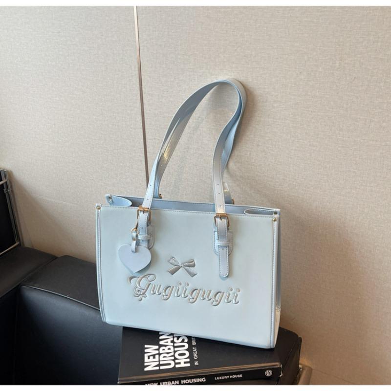 Сумка с вышивкой большой вместимости женская летняя универсальная новая повседневная сумка через плечо текстурная сумка-тоут для通勤