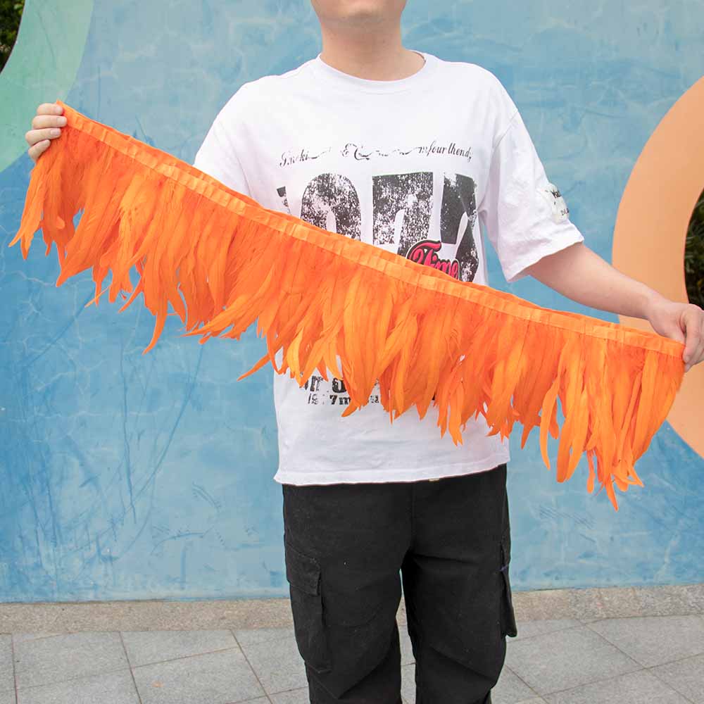 1 метр Натуральная красная петушиная хакл перьевая отделка бахрома 10-12 дюймов Свадебный карнавал украшение для вечеринки DIY одежда для шитья поделки