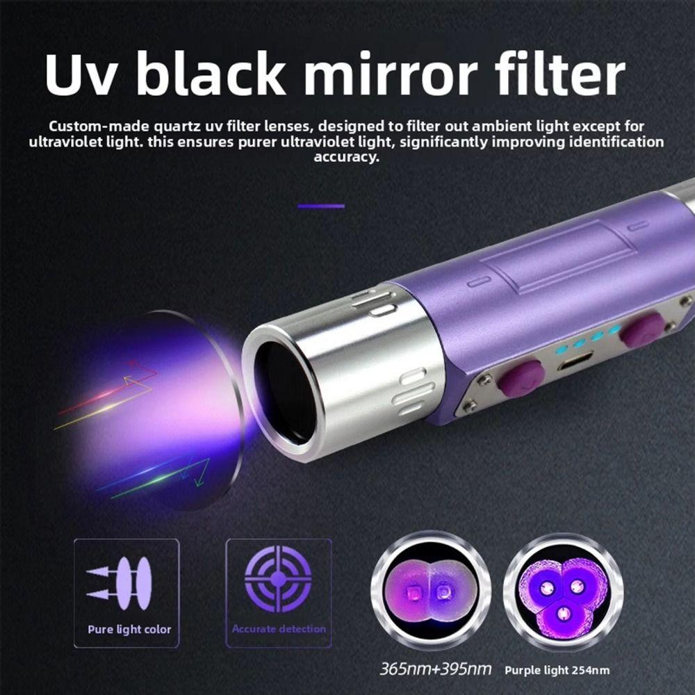 Shortwave UV Flashlight 254nm UV Flashlight Lamps UVA Blacklight LED Flashlight Minerals Detector