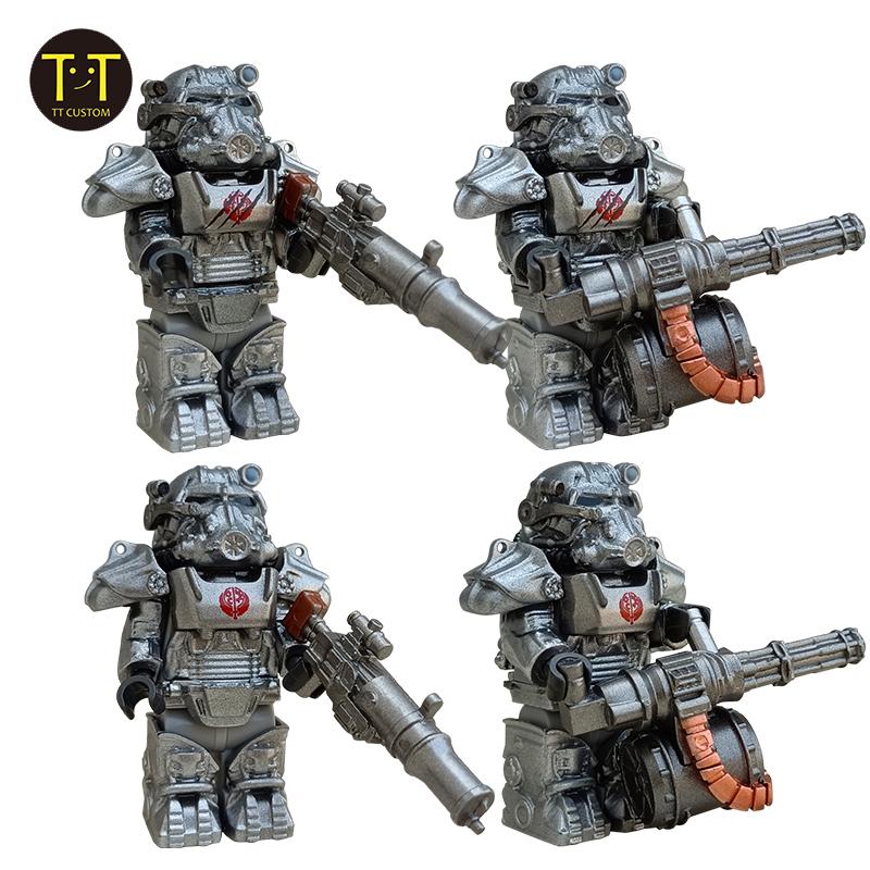 MOC Военная Броня T60 Солдаты Мини Аниме Экшн Фигурки fallouts Оружие Робот Рыцари Строительные Блоки Кирпичики DIY Игрушки подарки