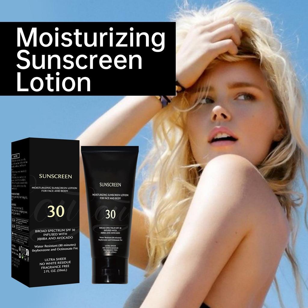 Sunscreen Whitening SPF30+ For Melanin Skin Natural Moisturizing Sunscreen For Face And Body Natural Ingredients All Skin Types Block UV Rays 59ml