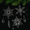 6 Pcs Acrylic Crystal Christmas Ornament Sparkling Clear Snowflake Hanging Ornaments with Drop Pendants for Xmas Tree Decoration