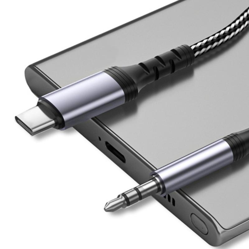 1 м плетеный нейлоновый аудиокабель USB C на 3,5 мм с повышенной прочностью и стабильностью сигнала