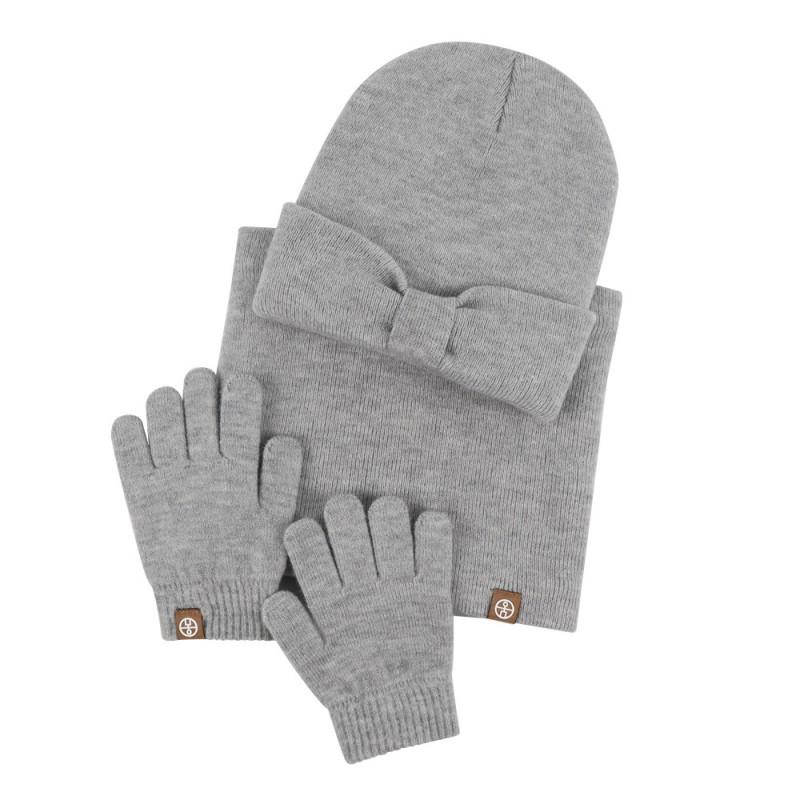 Toddler Winter 3-Piece Set Cute Bow Knit Hat Scarf Gloves Warm Windproof Thick