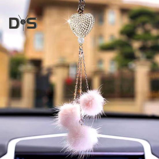 Подвесной кулон в форме сердца, аксессуары для зеркала заднего вида автомобиля со шнурком, легко подвешиваемые сверкающие подвесные подвески