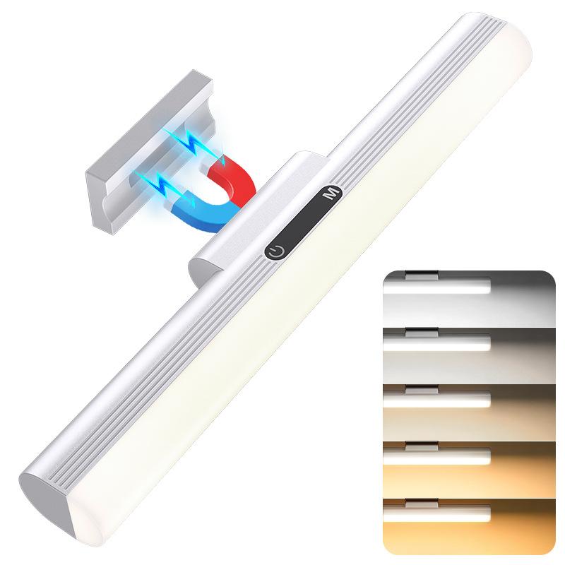 Magnetic LED Light Bar, 4500mAh Rechargeable Battery, Wireless No Drill Installation, for Closet Cabinet Bedside Desk Vanity, Motion Sensor Light
