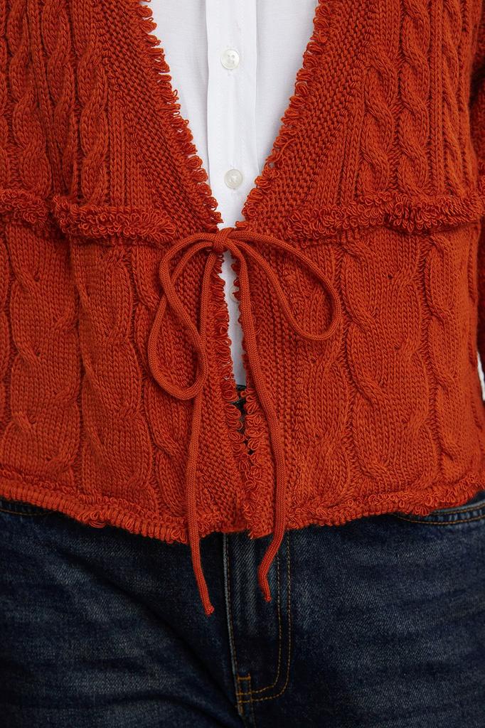 Женский модный стильный кардиган с укороченным галстуком и детальным трикотажным кардиганом