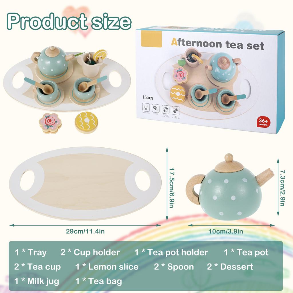 Wooden Children Montessori Toy Teapot Teacup Simulation Kitchen Utensil BPA Free Silicone Kid Education Pretend Play Toy Gift