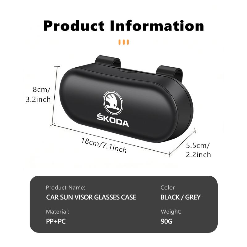 sfrab5 Car Sun Visor Sunglasses Holder Case Glasses Box For Skoda Kamiq MK3 Roomster Rapid Kodiaq Karoq Fabia Enyaq
