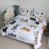 Cute Colored Cat Bedding Three-Piece Quilt Cover