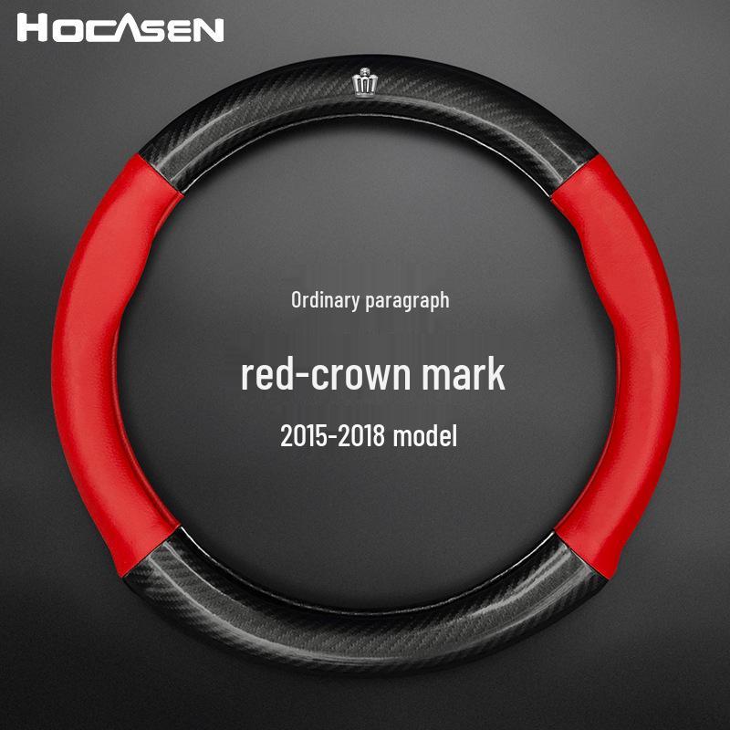 Совместимая Обложка на Руль из Натуральной Кожи для Моделей Crown (12-е-14-е поколение, 2005-2021) - Дизайн из углеродного волокна