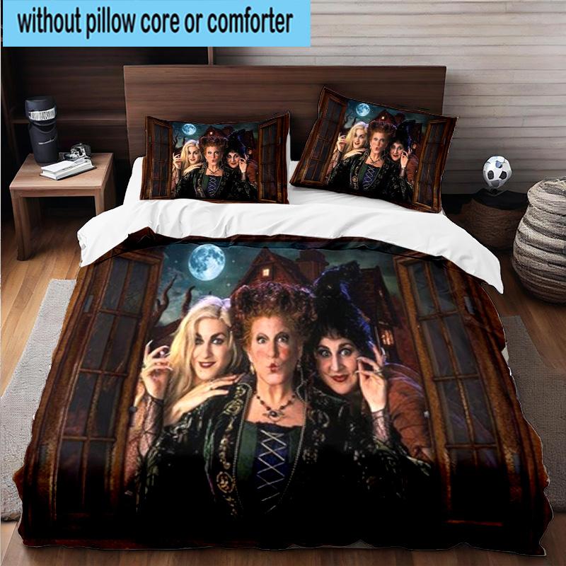3PCS Halloween witch 3pcs Bedding,Including 3PCS Duvet Cover And 2pcs Pillowcases Perfect for Christmas,Ideal for Bedroom, Dormitory