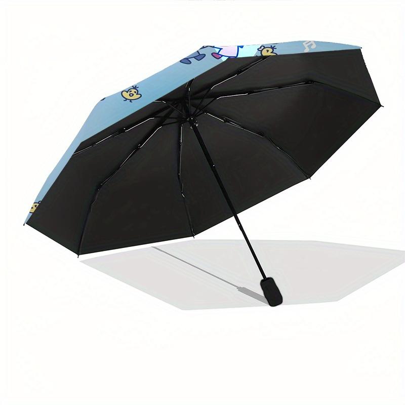MinnaNoTabo Automatic Folding Umbrella-Simple 8-Rib Design, Bright Cartoon Pattern, Durable Iron Frame, Suitable For Travel, Outdoor, Beach-