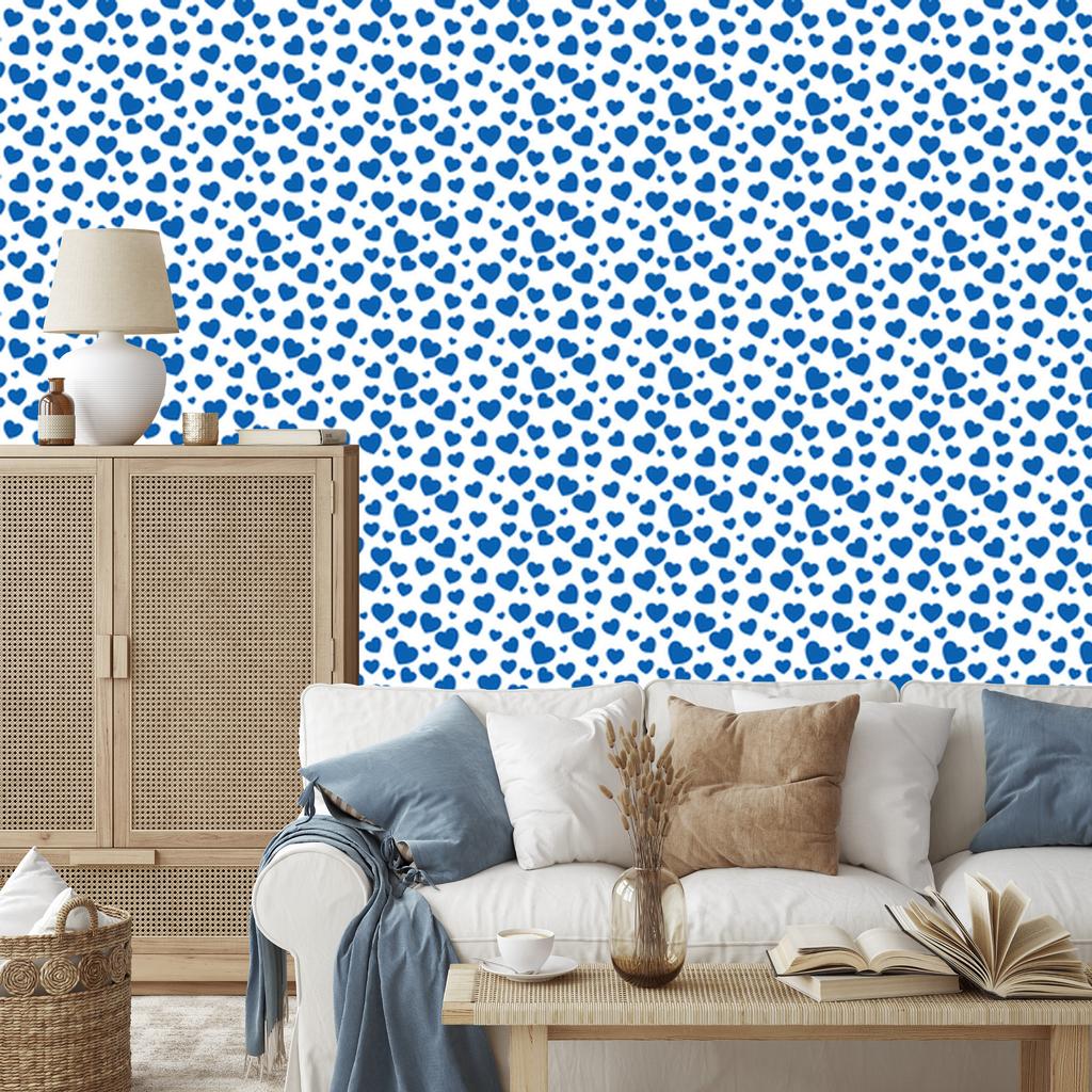 Heart Wallpaper White, Azure and Blue 50x1000