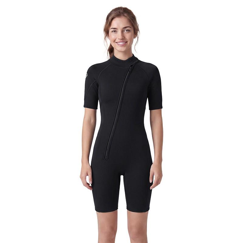 Womens 2mm Short Sleeve Leg Wetsuit Snorkeling Surfing Diving Winter Swimming Thermal Neoprene Dive Suit