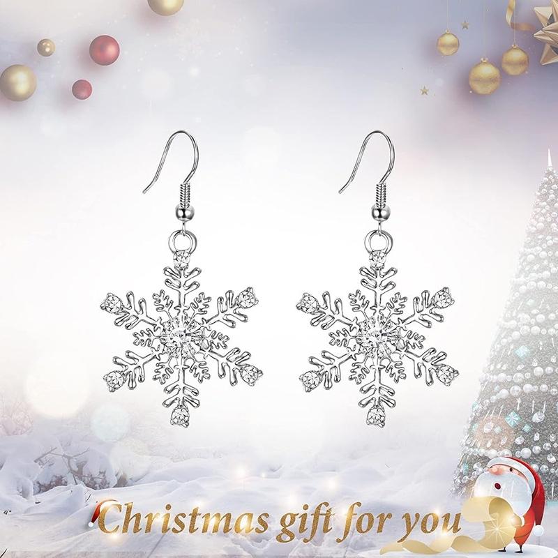 Xiaomi Huitan Aesthetic Silver Color Snowflake Drop Earrings for Women Fresh Style Christmas Festival Trendy Winter Jewelry for Party